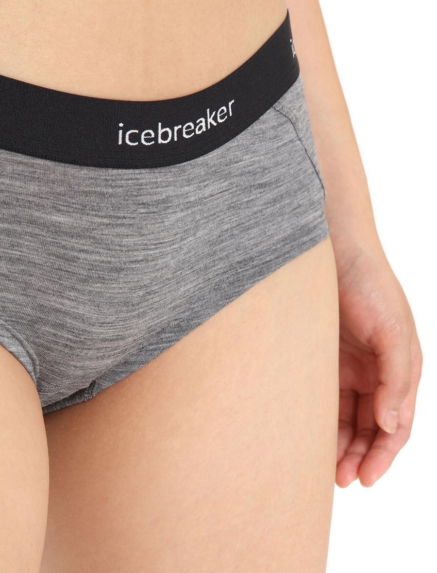 Icebreaker Merino Sprite Hot Pants Női Fehérnemű Szürke Fekete | HU 1707NWYB